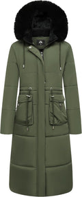 MOERDENG Women's Long Winter Puffer Coat Waterproof Warm Maxi Down fur