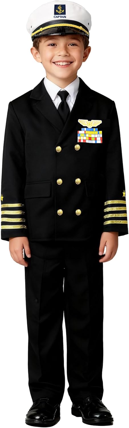 Navy Admiral Costume for Kids - Ship Captain Uniform for Boys