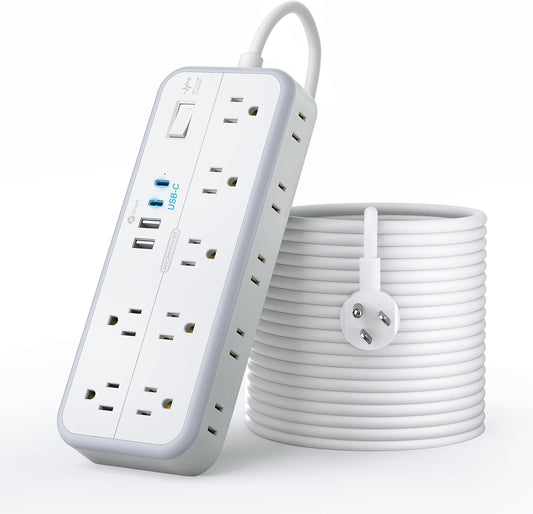 25 FT Long Extension Cord with 14 Outlets and USB Ports