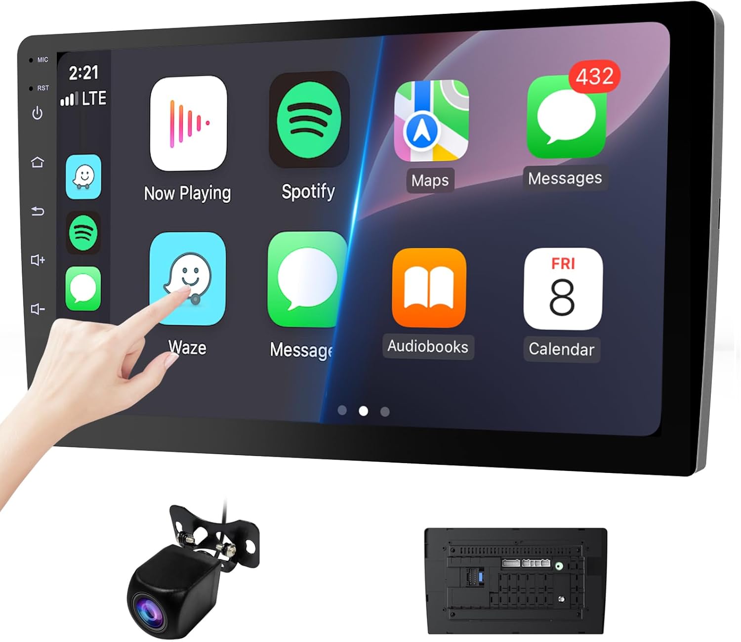 10.1 Inch Double Din Car Stereo with Wireless CarPlay & Android Auto