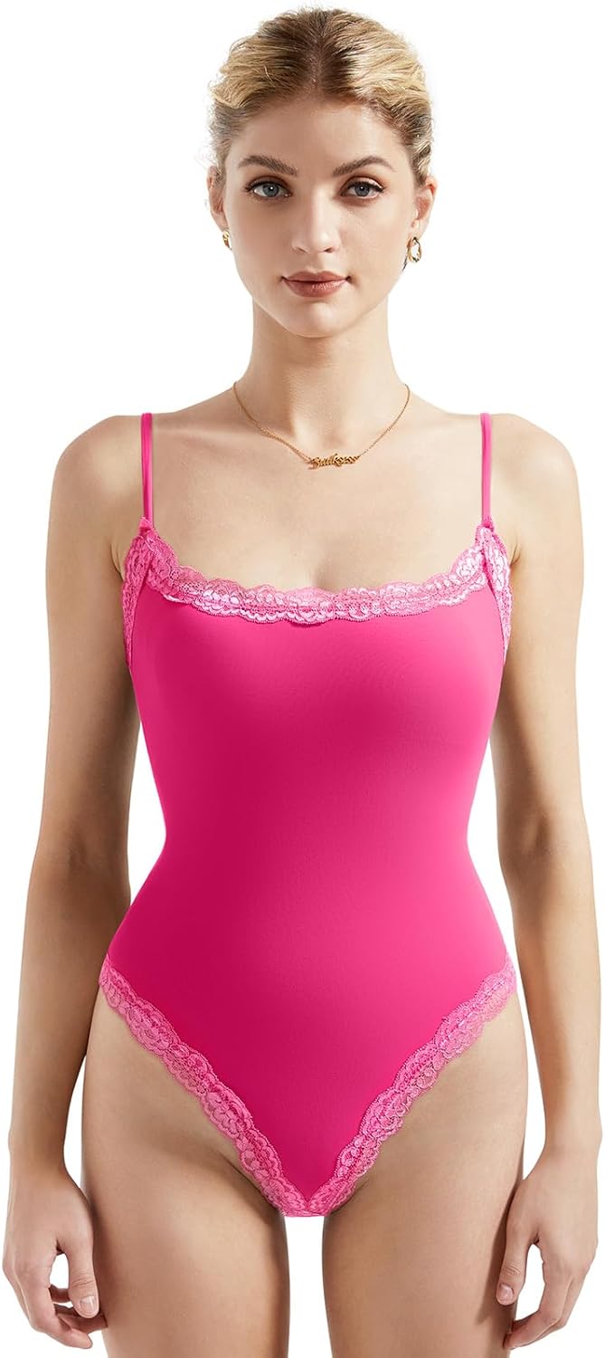 SUUKSESS Women Square Neck Lace Bodysuit for Stylish Comfort