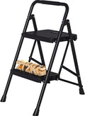 2-Step Ladder Folding Step Stool 600lbs Capacity - Sturdy Handrail
