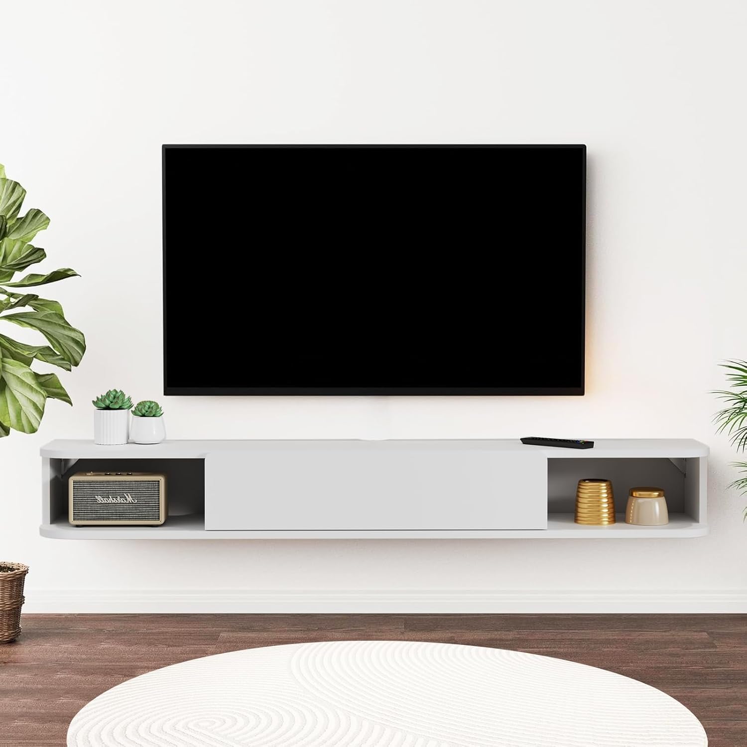 Floating TV Shelf with Large Storage - Bixiaomei