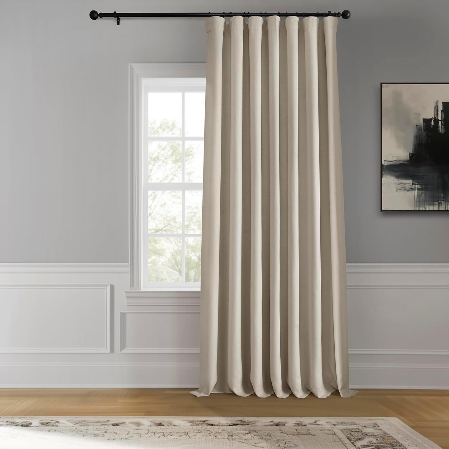 Faux Linen Curtains for Living Room - Textured Room Darkening Drapes
