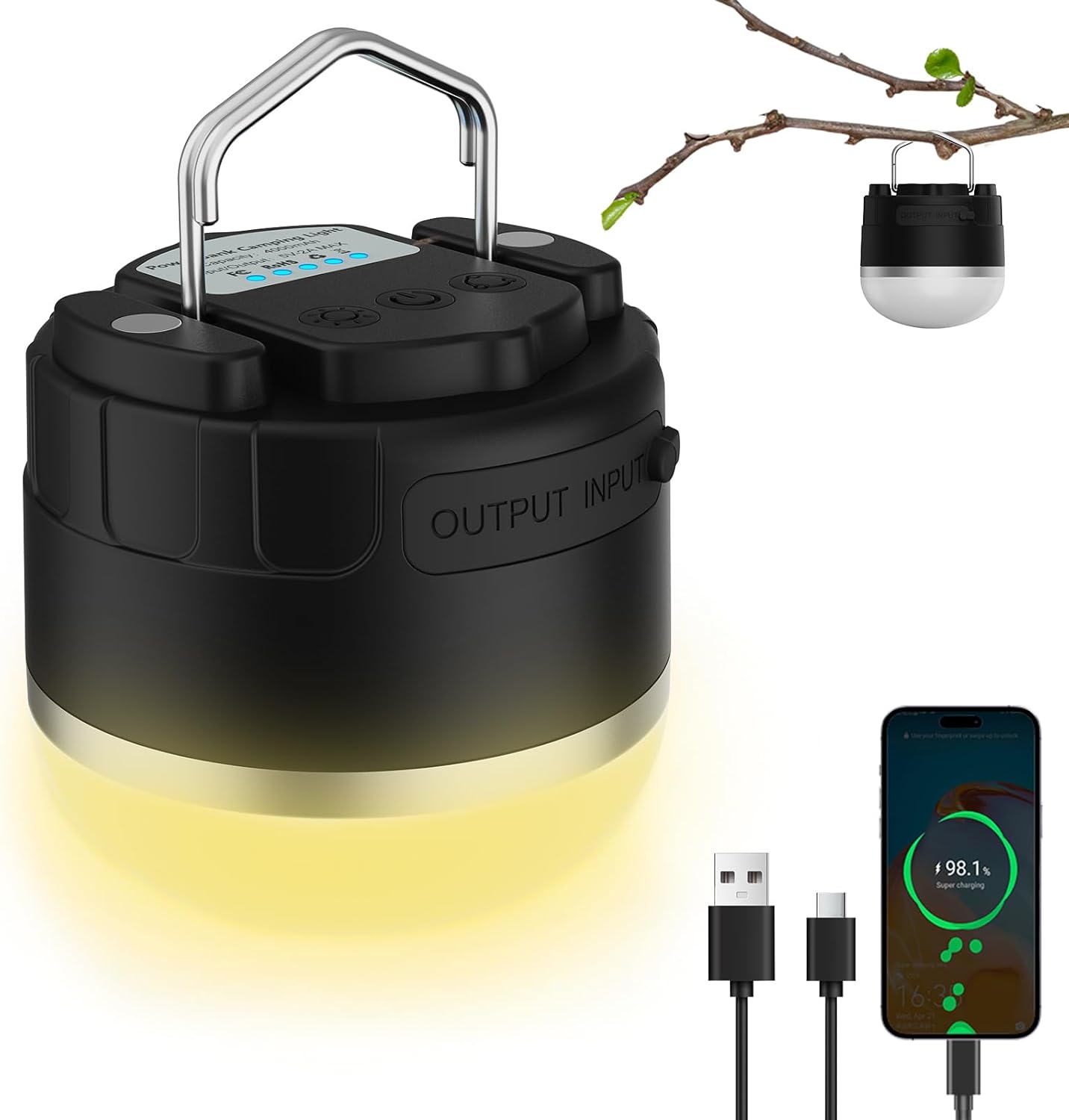 YINGWOND Rechargeable LED Lantern: Bright 1000LM, 4 Modes, Waterproof - for Camping, Emergency