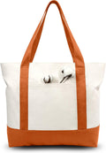 Canvas Tote Bags 3-Pack Orange/Natural - Large Reusable Grocery Totes