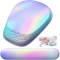 Mouse Pad with Wrist Rest Gradient Blue Pink - Ergonomic Memory Foam