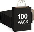 BagDream 100Pack 10x5x13 Black Paper Bags with Handles - Durable Kraft
