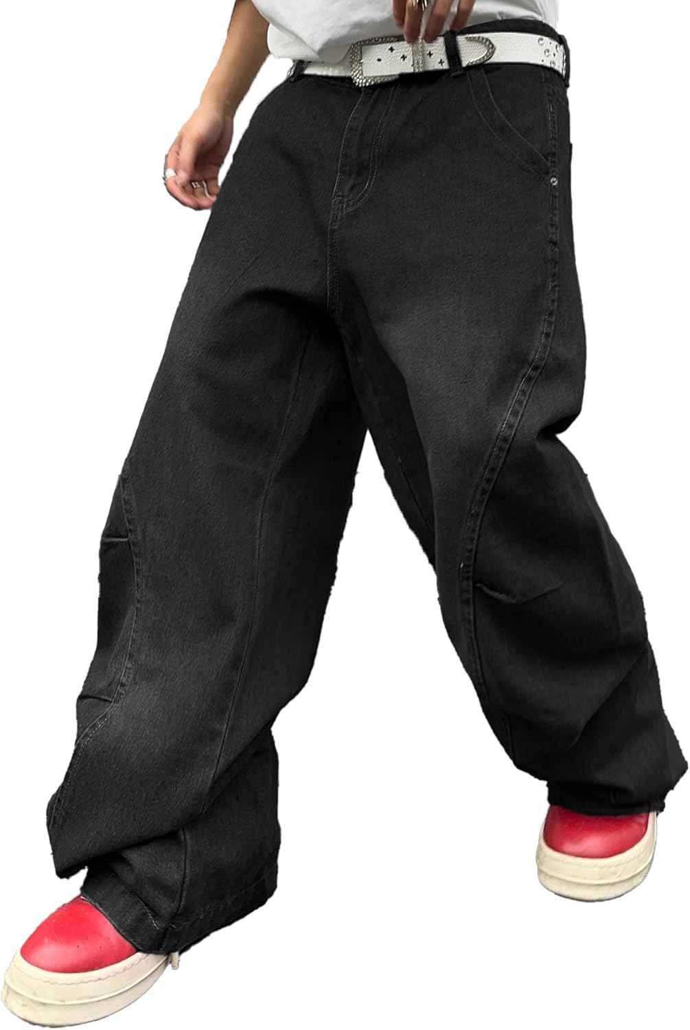 Men's Irregular Sutures Y2K Hip Hop Baggy Jeans for Streetwear