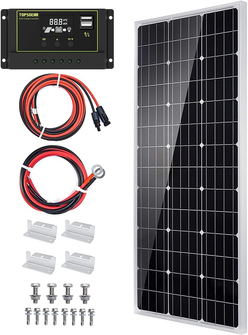 Topsolar Solar Panel Kit 100 Watt 12 Volt Monocrystalline System