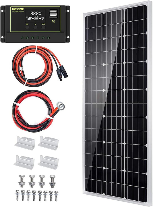 Topsolar Solar Panel Kit 100 Watt 12 Volt Monocrystalline System