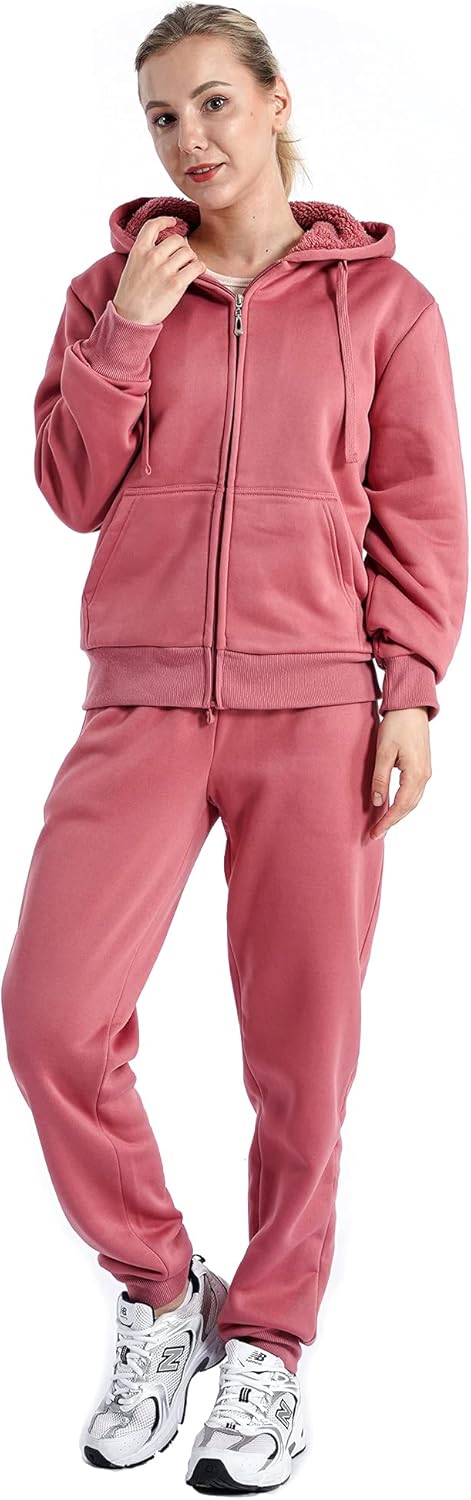 Track Suits for Women Set Sherpa Lined Casual 2 Piece Outfits