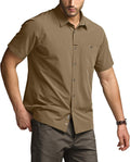 CQR Men's Short Sleeve Tactical Shirt - Breathable, UPF 50 Tesla