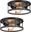 13 inch Black Flush Mount Ceiling Light Fixture 2-Pack - Modern