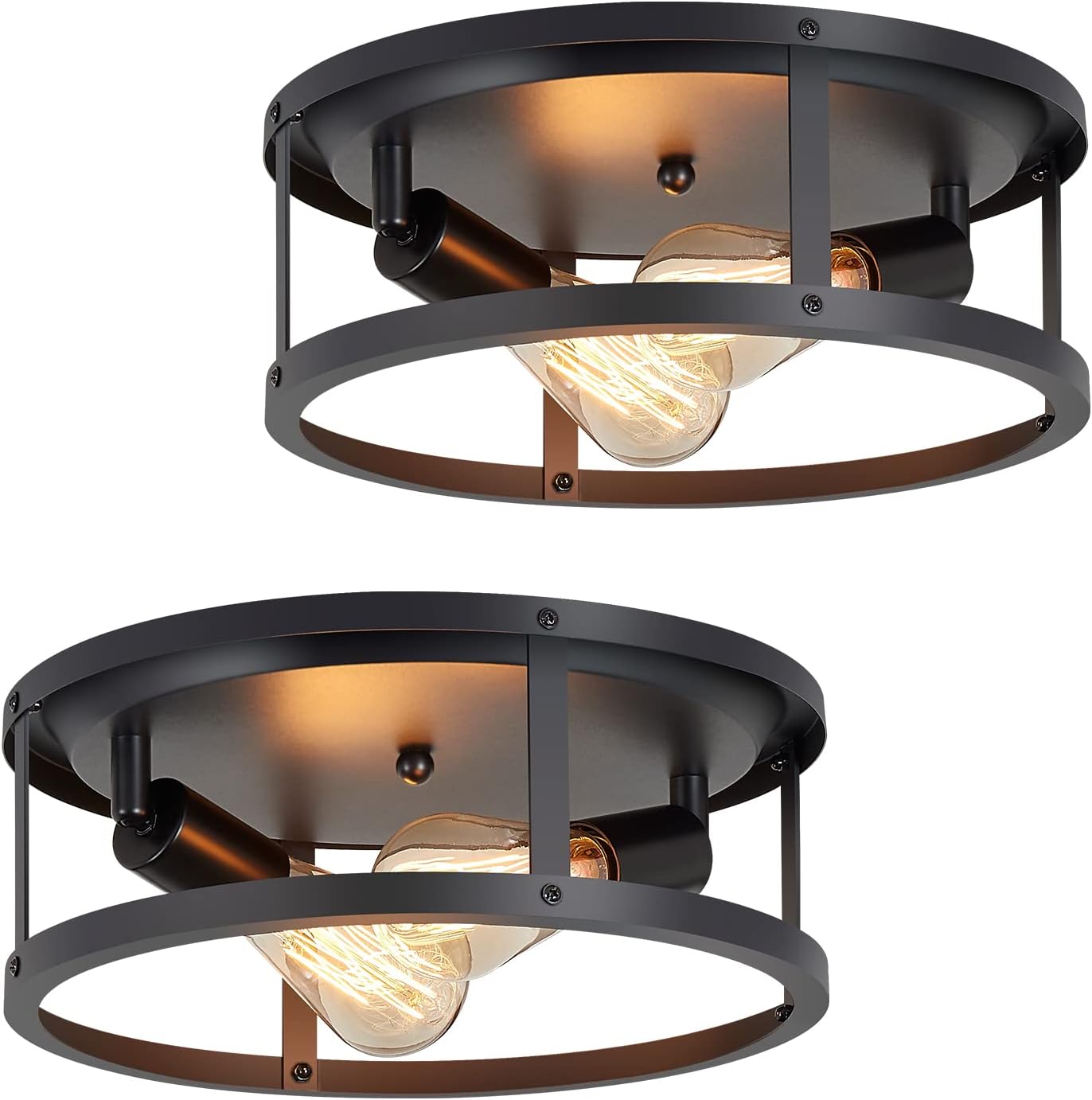 13 Inch Black Flush Mount Ceiling Light Fixture for Home Decor