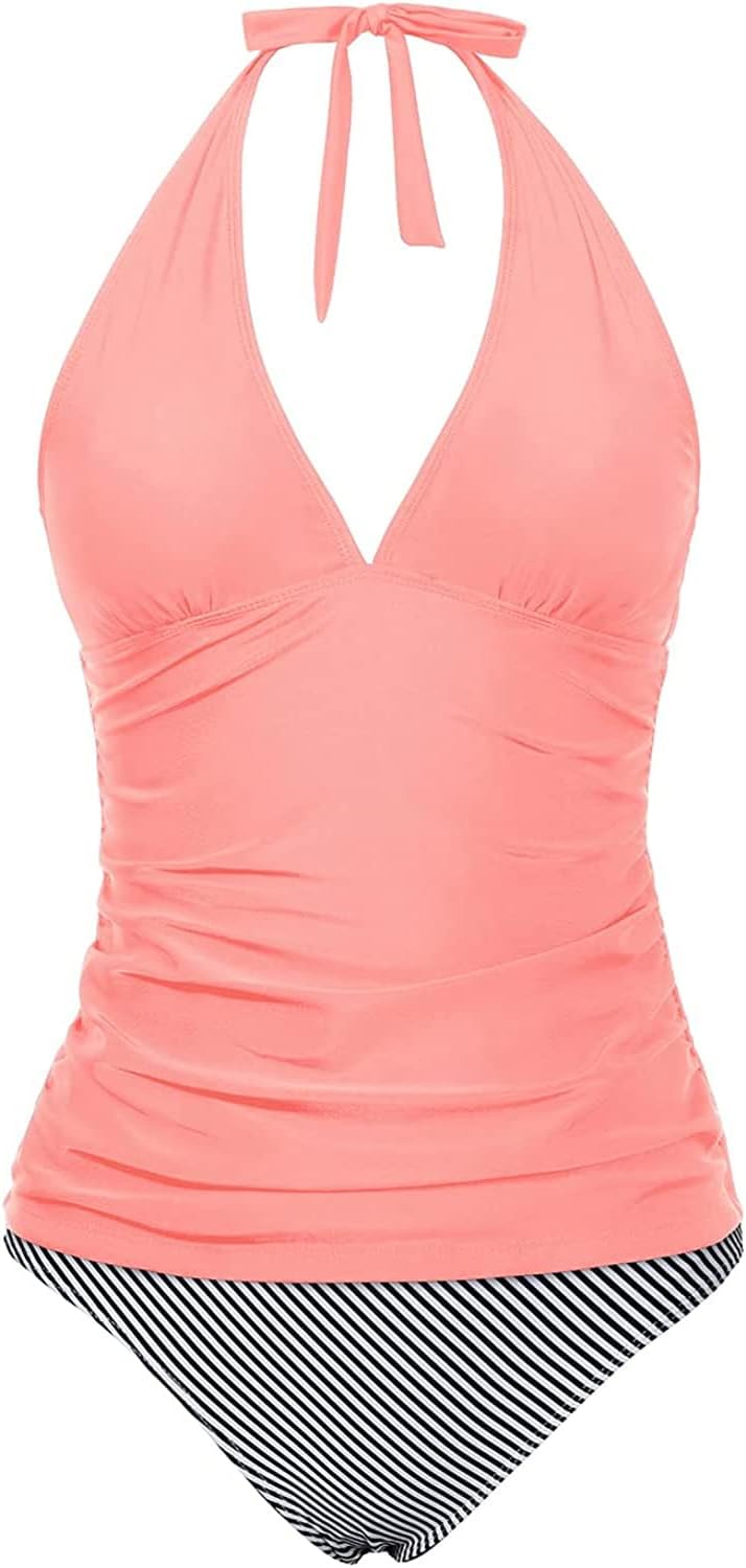 Stylish Tummy Control Two Piece Tankini Bathing Suits for Women