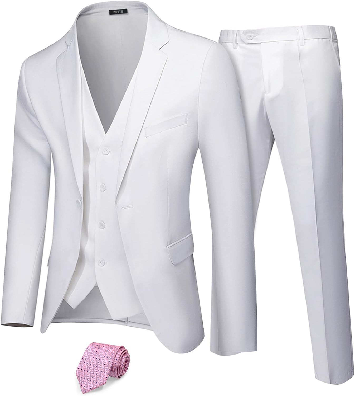 MY'S Men's 3 Piece Suit Set with Tie for Weddings and Proms
