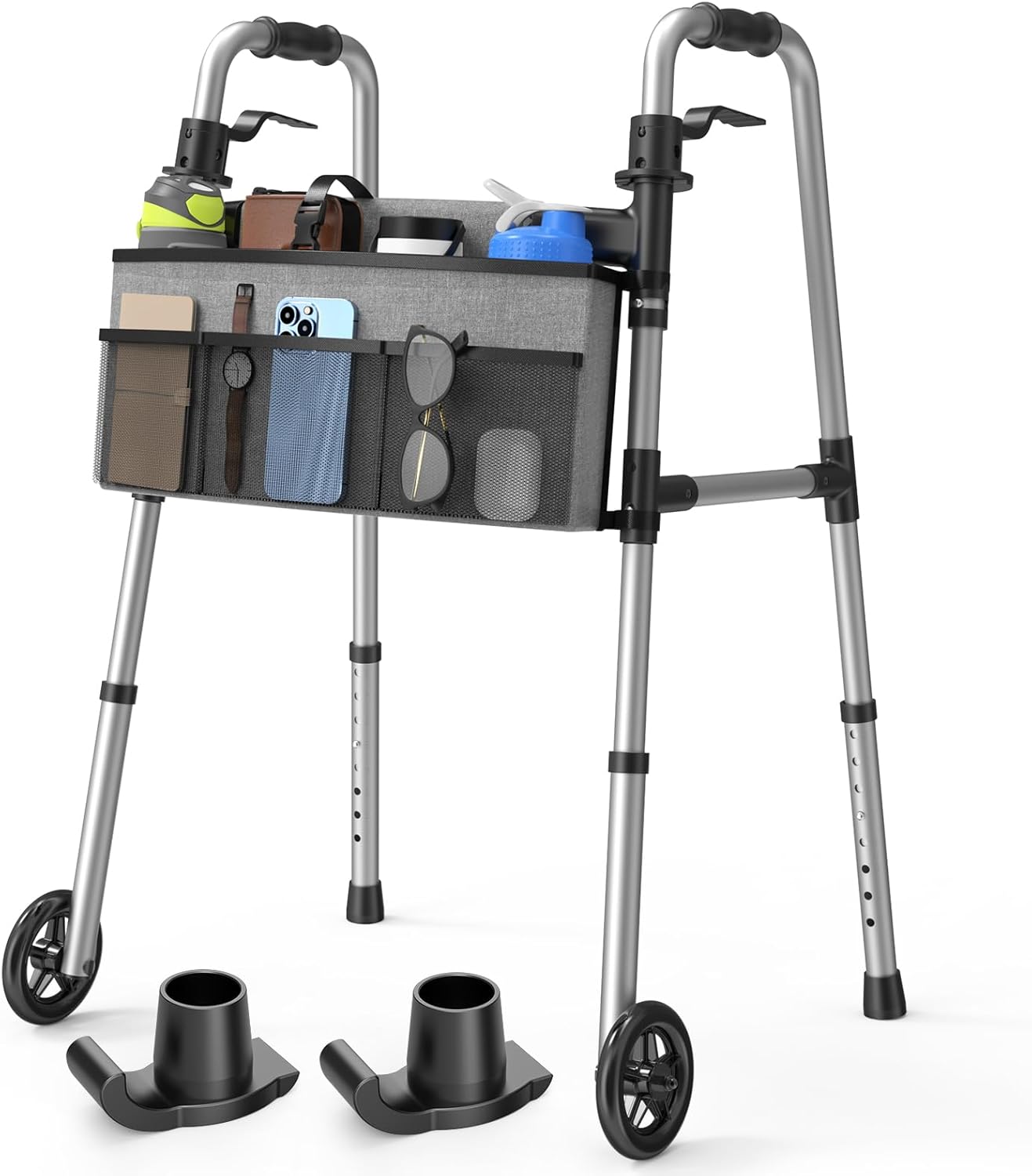 Folding Walker with Basket and Glide Skis for Seniors and Adults