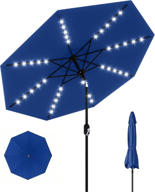 10 Ft Patio Umbrella with Solar Lights for Outdoor Comfort
