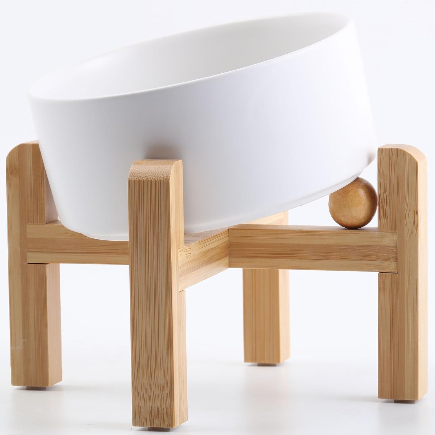 Petygooing White Elevated Slanted Ceramic Dog Bowl for Pets