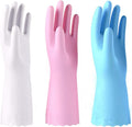 KINGFINGER Reusable Cleaning Gloves 3 Pairs - Soft Flocked, Latex Free