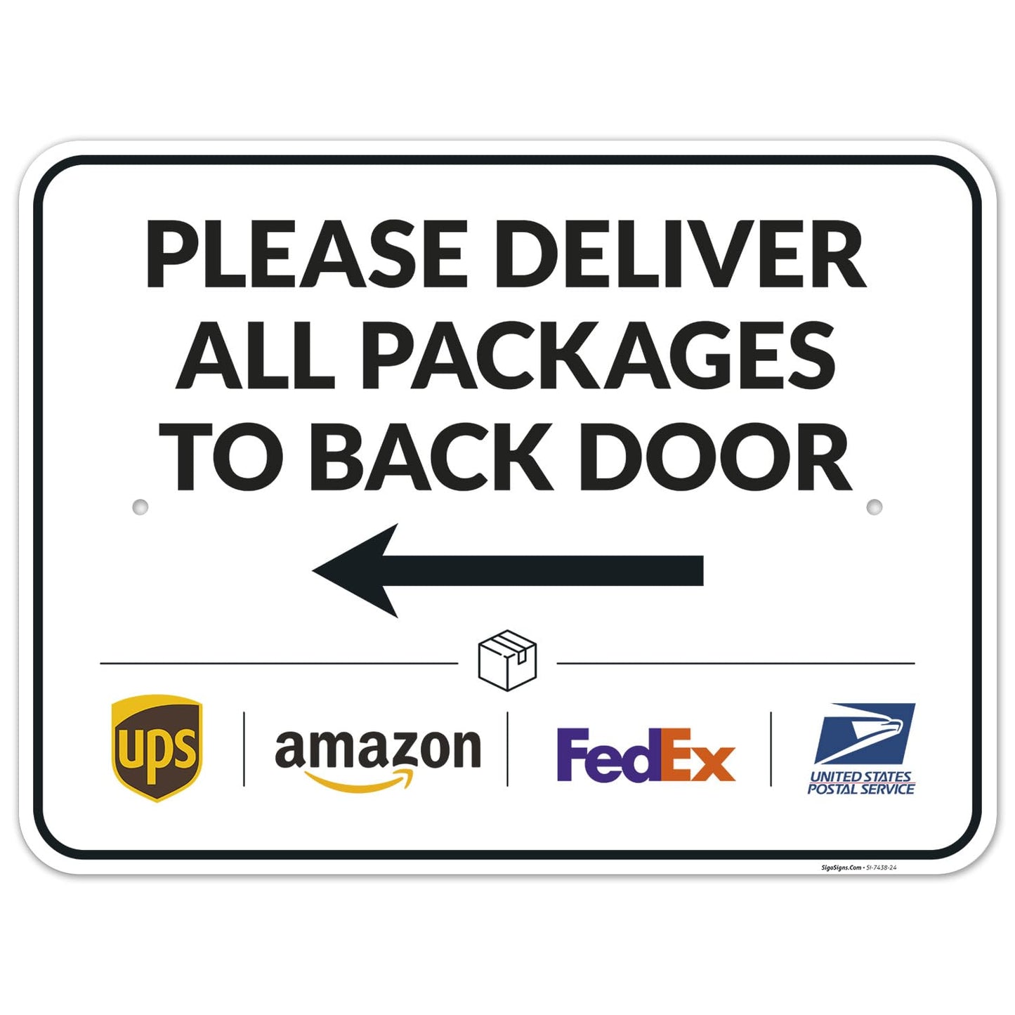 Package Delivery Sign with Clear Instructions for Back Door Use