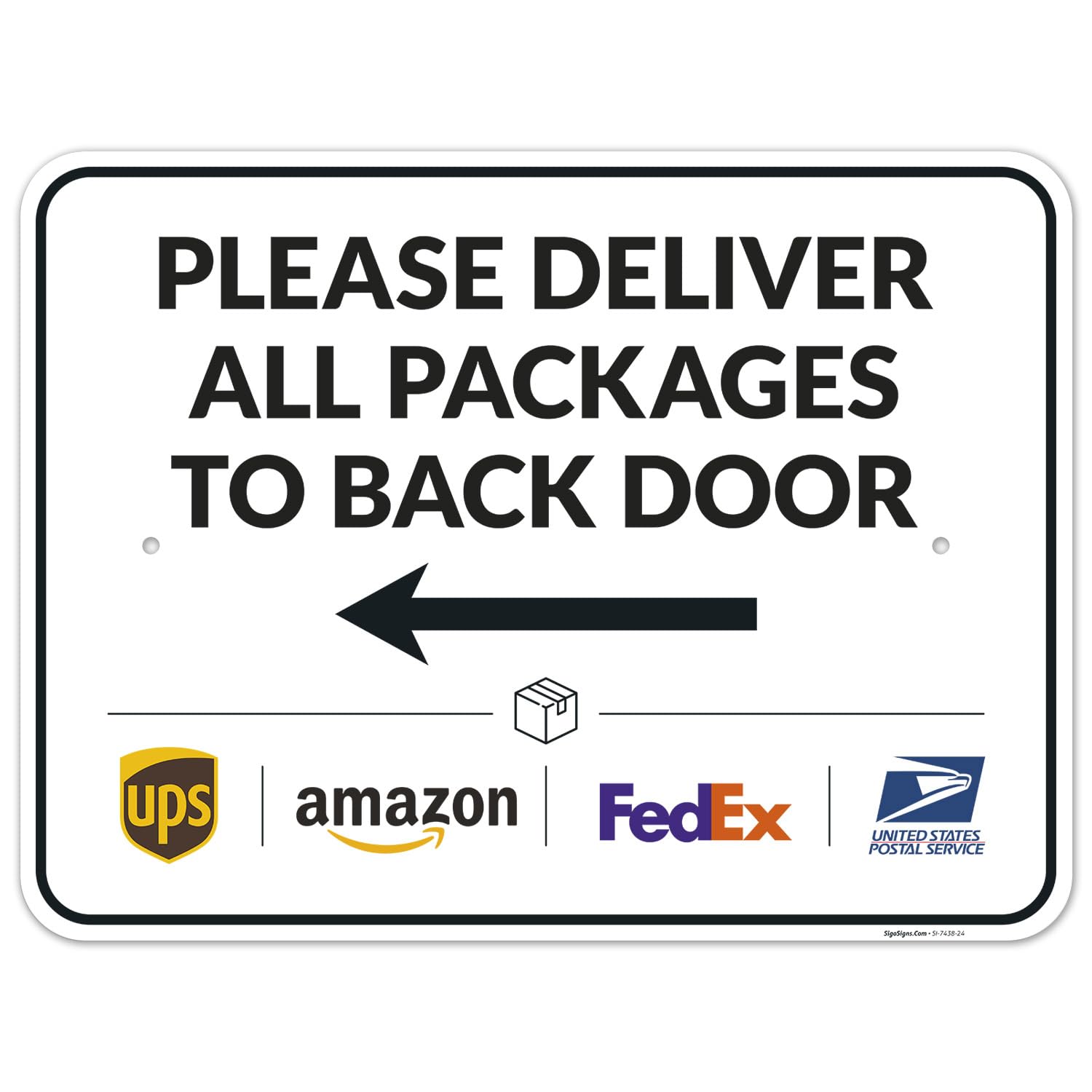 Package Delivery Sign with Clear Instructions for Back Door Use