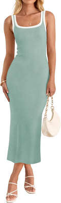 ZESICA Women's 2025 Summer Bodycon Midi Dress - Flattering Knit