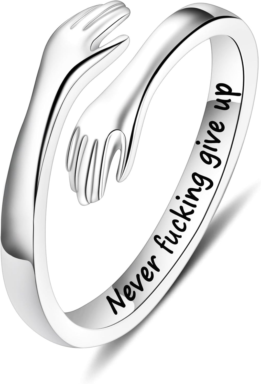 Yesteel S925 Sterling Silver Hug Ring for Women and Girls
