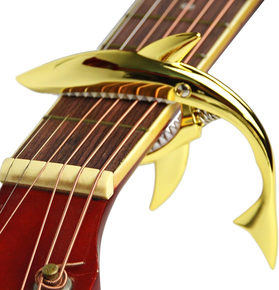 Gold Shark Capo for Guitar & Ukulele - Premium Tone Clip