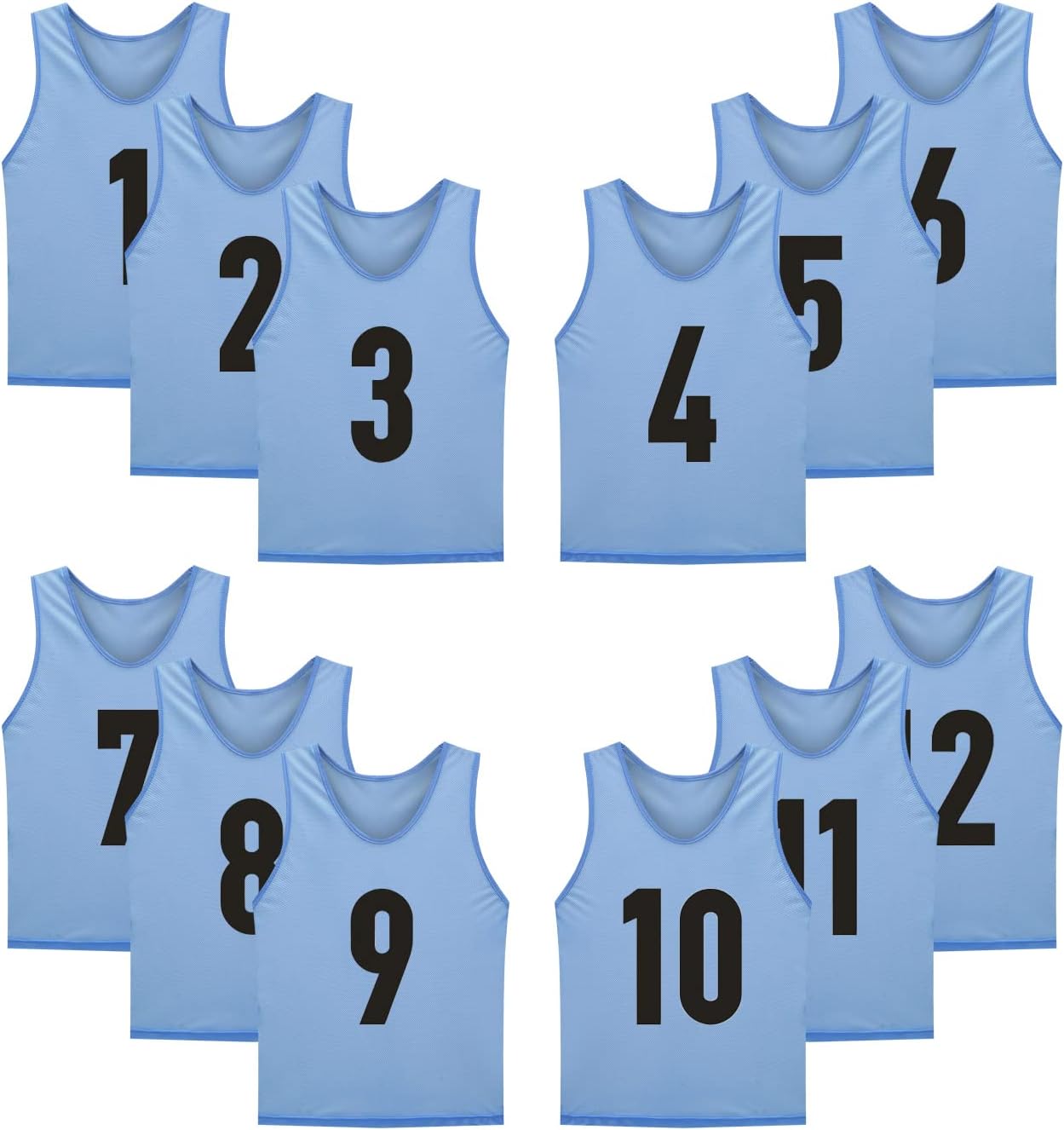 12 Pack Numbered Jerseys for Team Training and Scrimmage Use