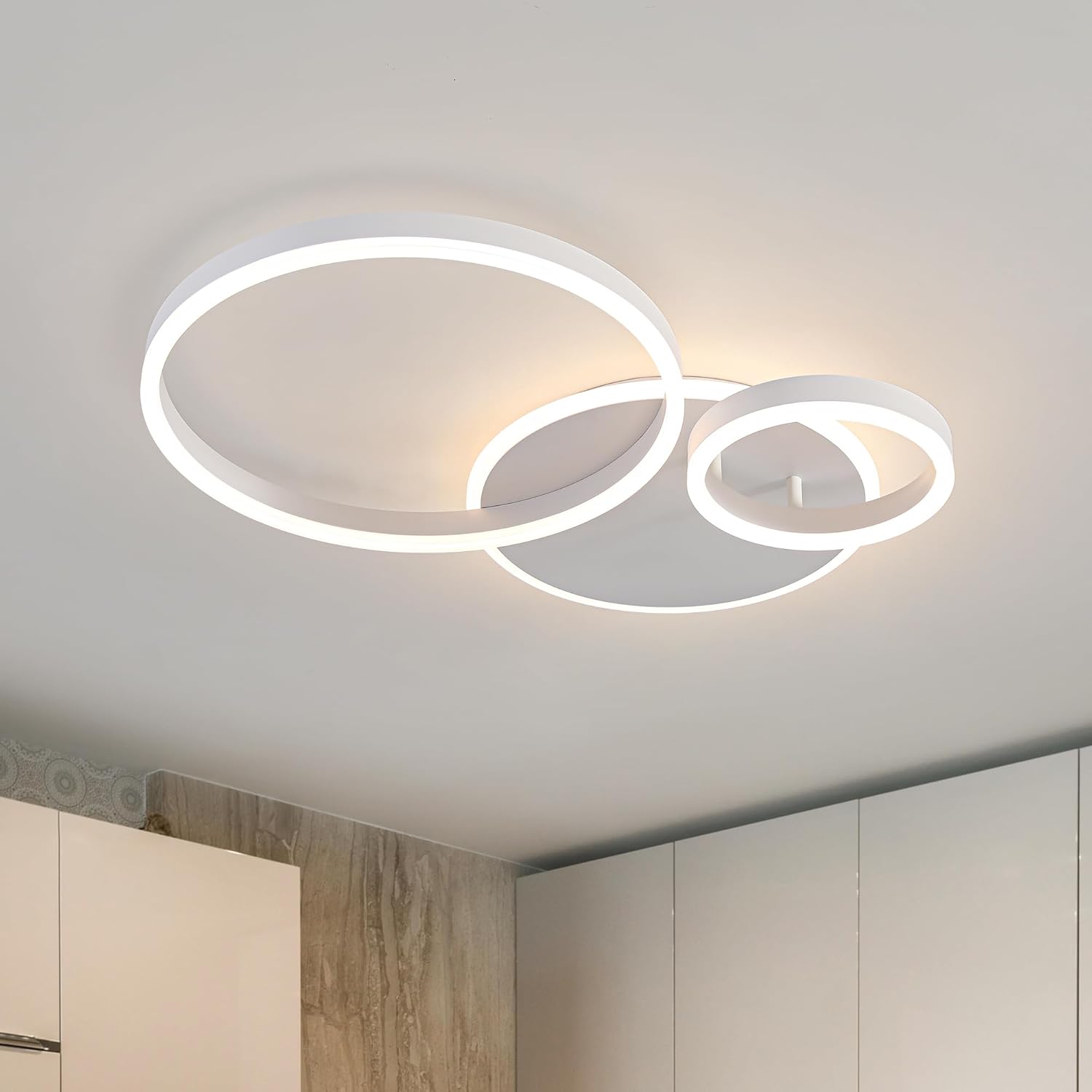 Modern 3 Ring LED Chandelier Lamp Fixture for Small Rooms
