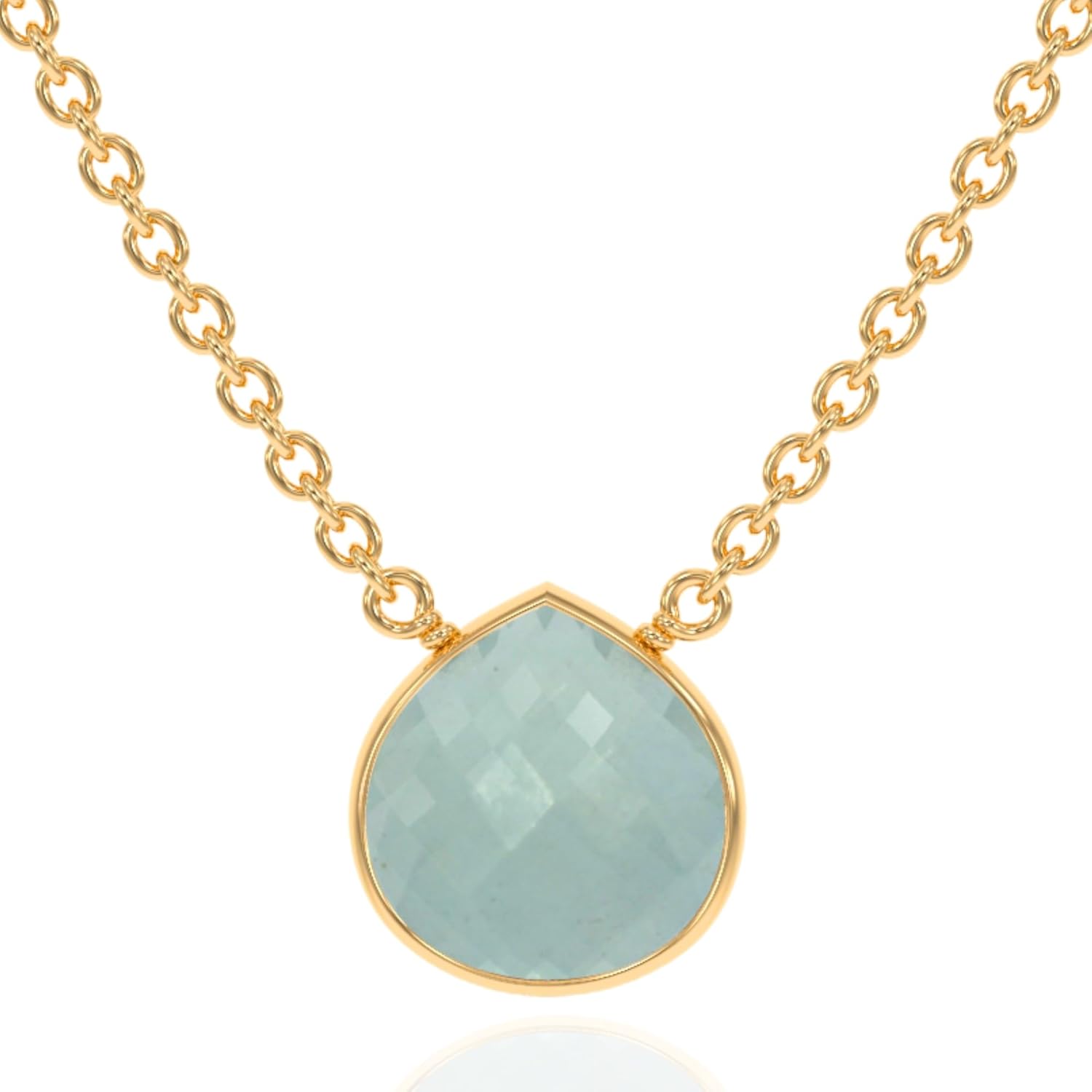 Aquamarine Necklace for Women - Premium Gold Heart Bezel Jewelry