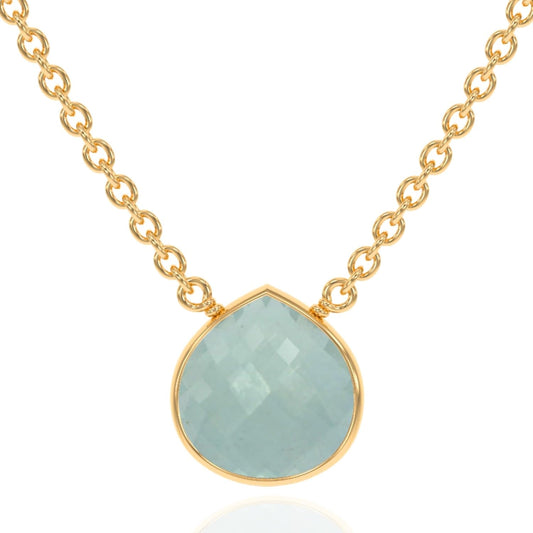 Aquamarine Necklace for Women - Premium Gold Heart Bezel Jewelry