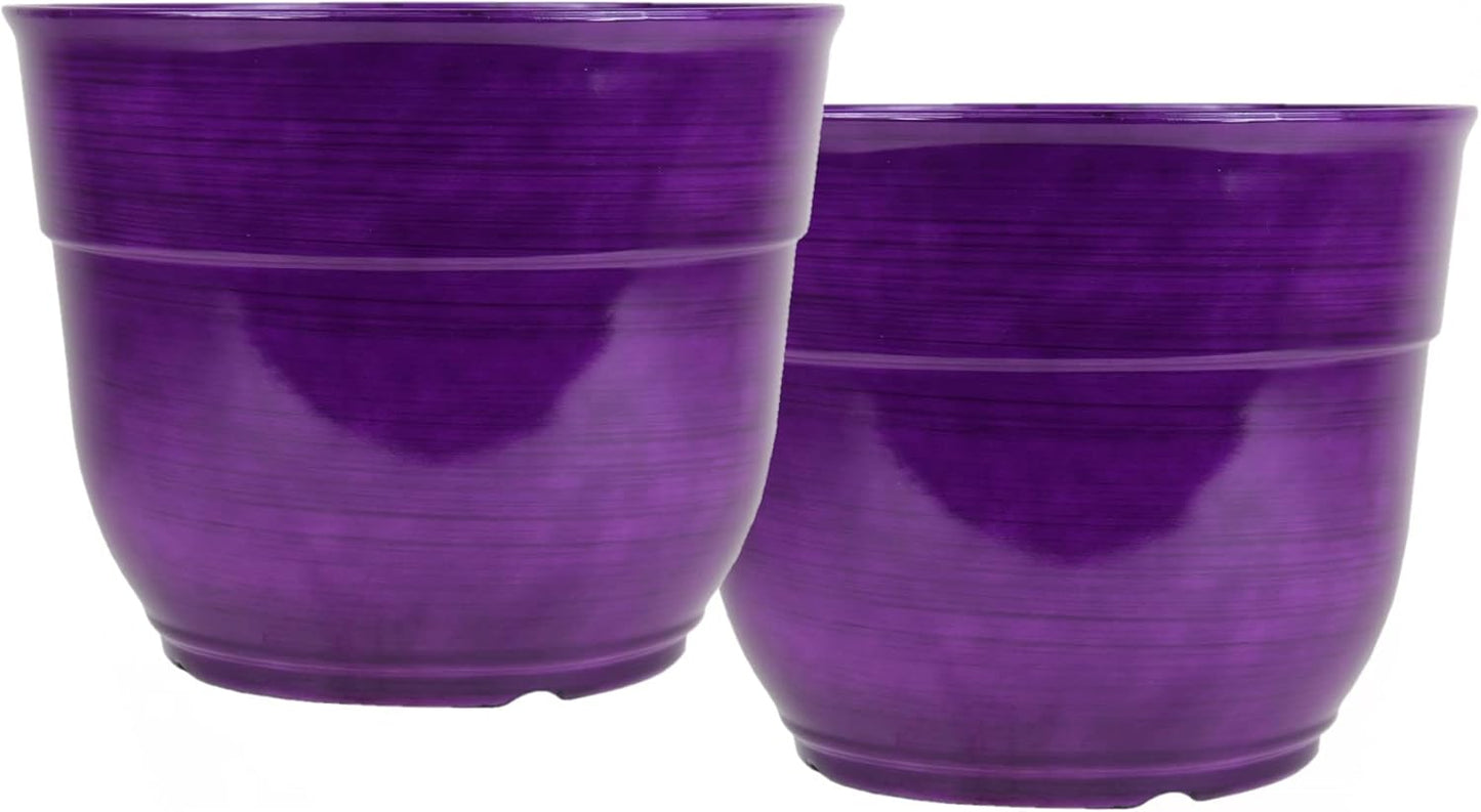 Large Dark Purple Glazed Plastic Planters for Indoor Outdoor Use