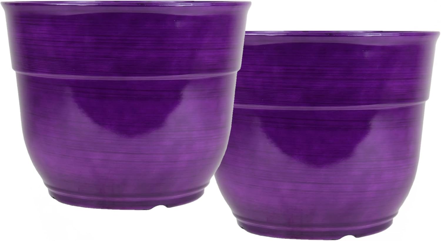 Large Dark Purple Glazed Plastic Planters for Indoor Outdoor Use