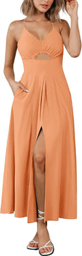 Women Spaghetti Strap Midi Dress 2025 - Flowy Beach & Party Dress