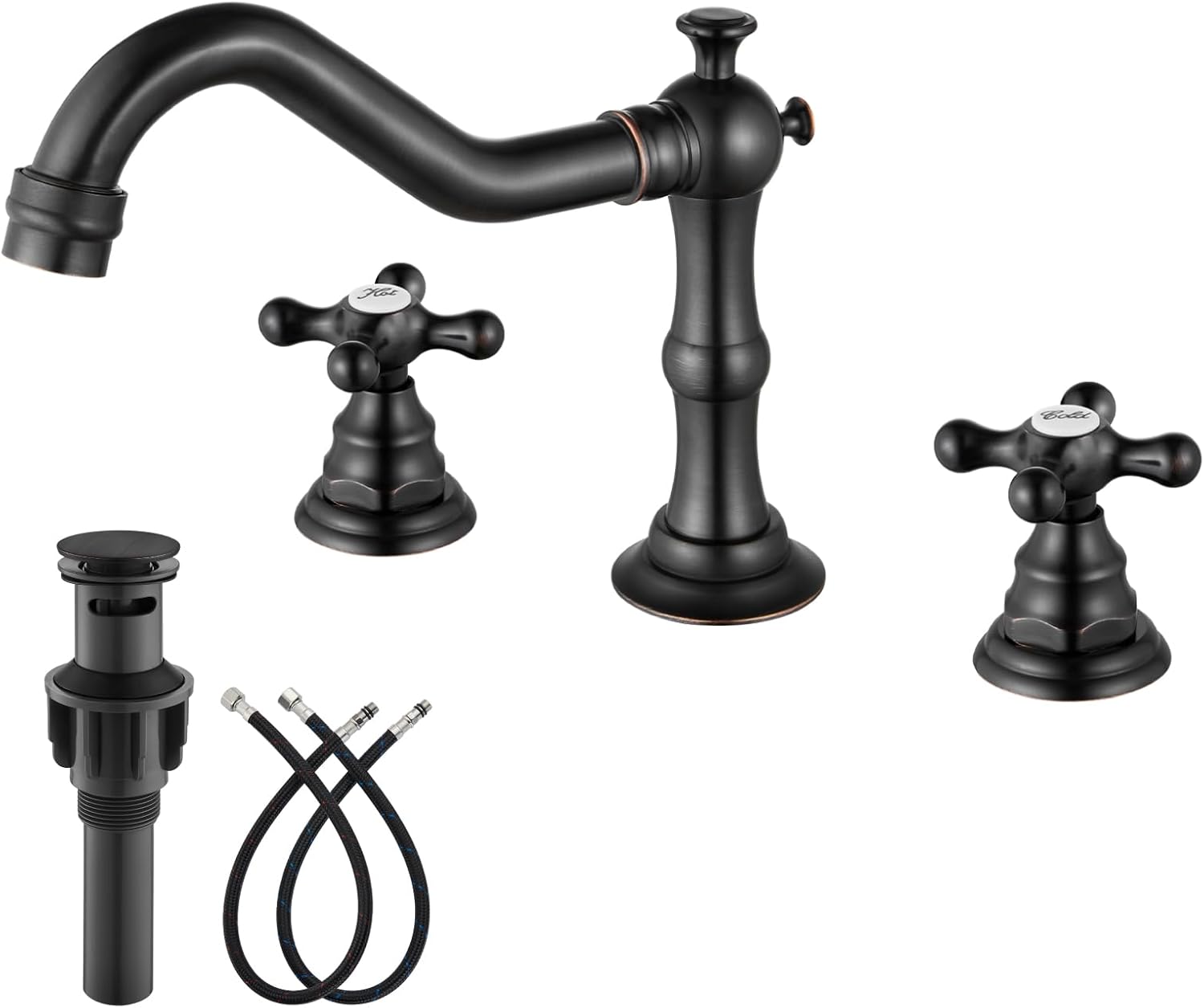 Gotonovo 3 Hole 8 Inch Widespread Bathroom Faucet with Drain