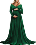 Maternity Off Shoulders Half Circle Gown for Photos - Stretchy Maxi