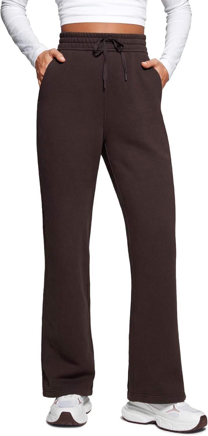 CRZ YOGA Cotton Fleece Lined Sweatpants for Women - Cozy Fit