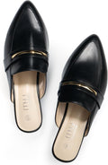 MUSSHOE Women's Black Suede Mules - Comfortable Office Flats