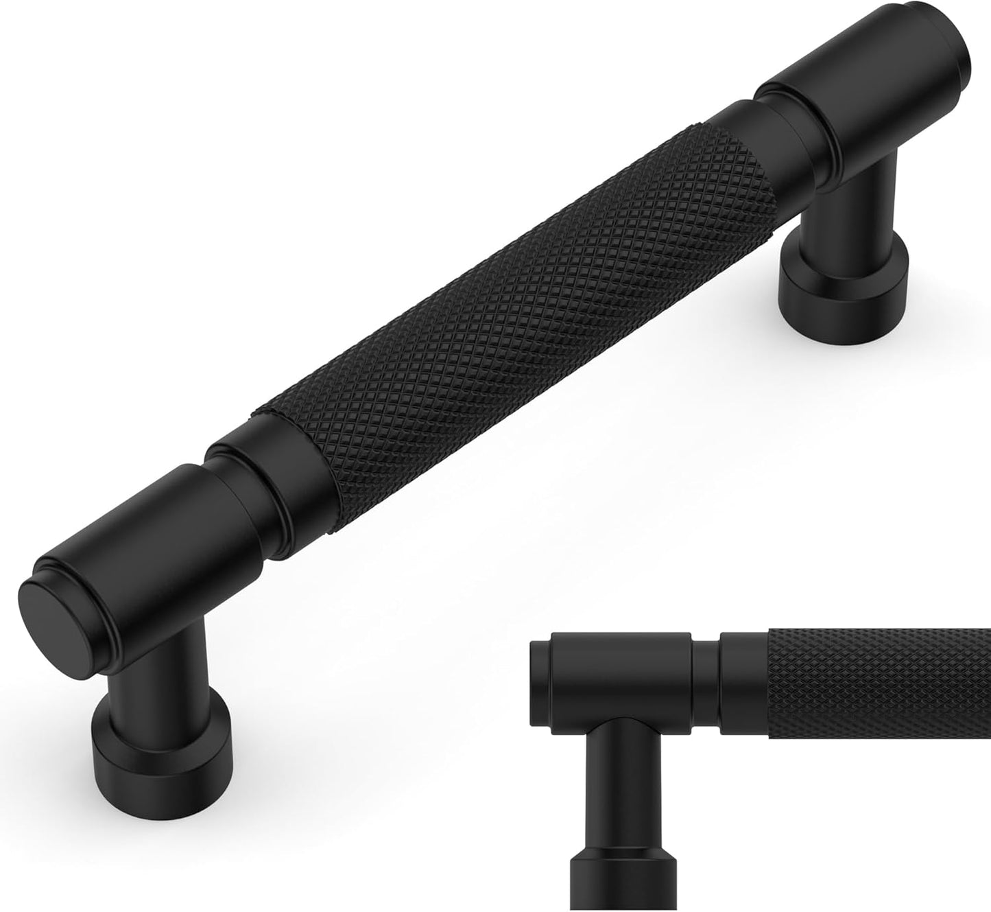 Matte Black Knurled Cabinet Pulls for Stylish Home Decor