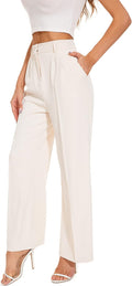 Wide Leg Pants Women's High Elastic Waisted Back - Work to Weekend in