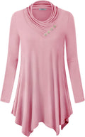 Cestyle Womens Fall Long Sleeve Cowl Neck Flowy Tunic Top