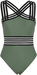 Women's One Piece Slimming High Waisted Swimsuit - Cross Crossover
