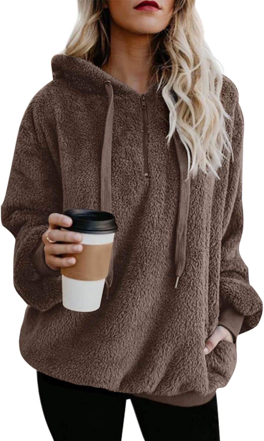 Yanekop Womens Oversized Hoodies Quarter Zip Pullover Jacket