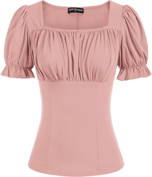 Scarlet Darkness Women's Puff Sleeve Square Neck Renaissance Top