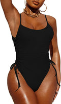 Women One Piece Ruched Tummy Control High Cut Swimsuit - Chic Fit