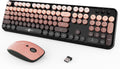 Wireless Keyboard and Mouse Combo - Retro Round Keycaps, GradientPink