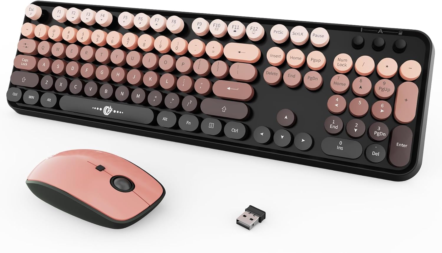 Wireless Keyboard and Mouse Combo with Retro Typewriter Design